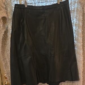 Vintage Elegant Black Aggie Georgette Leather Skirt Sz36